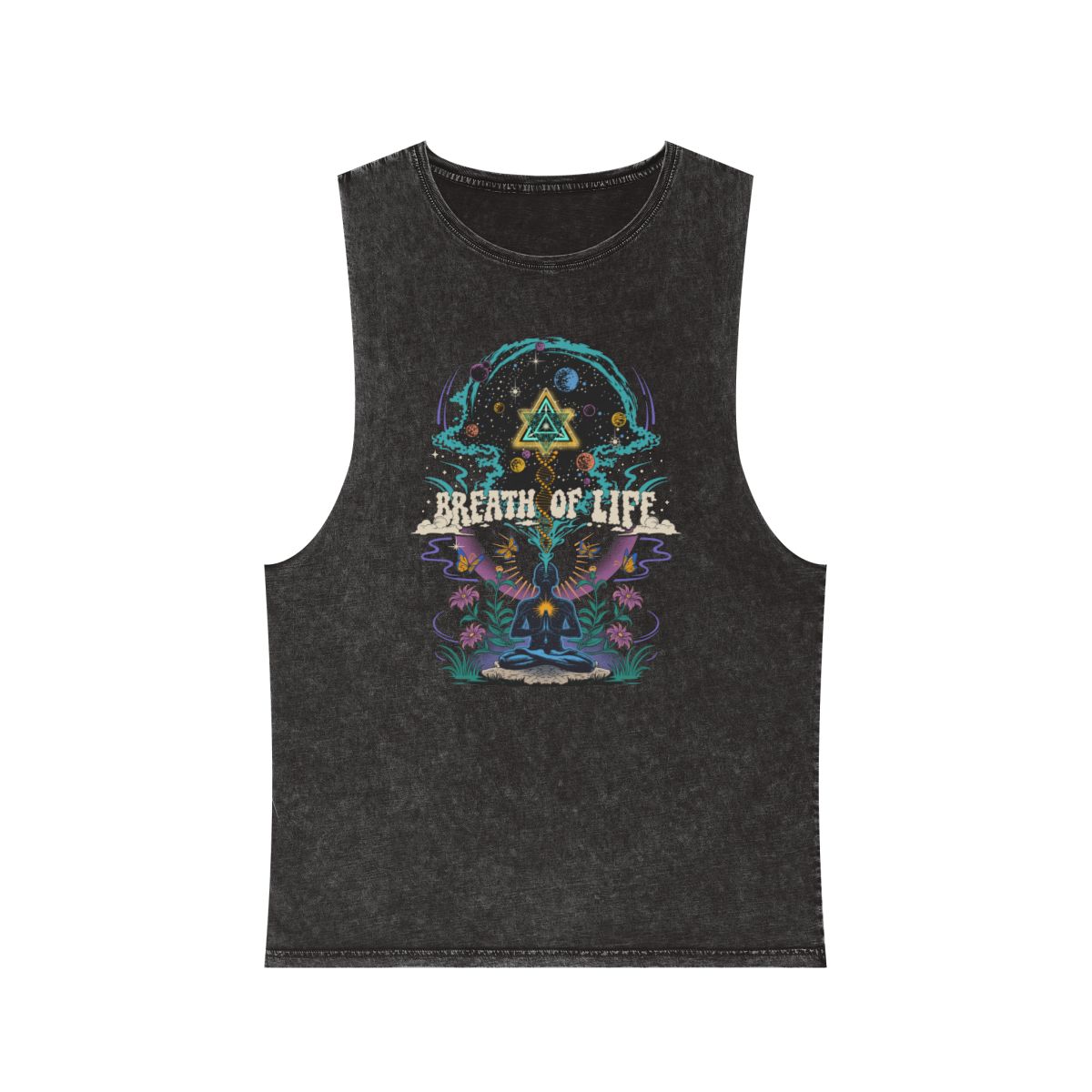 Black stonewash Breath of Life men's tank